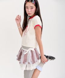 frill wrap skirt_plaid