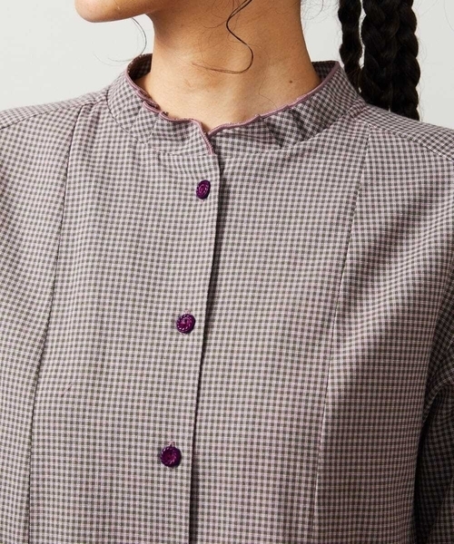 Jocomomola(ホコモモラ)の「Flor pequena チェックフラワー刺繍ワンピース(ワンピース・レディース・グリーン/ライトピンク・40)」の5枚目の写真