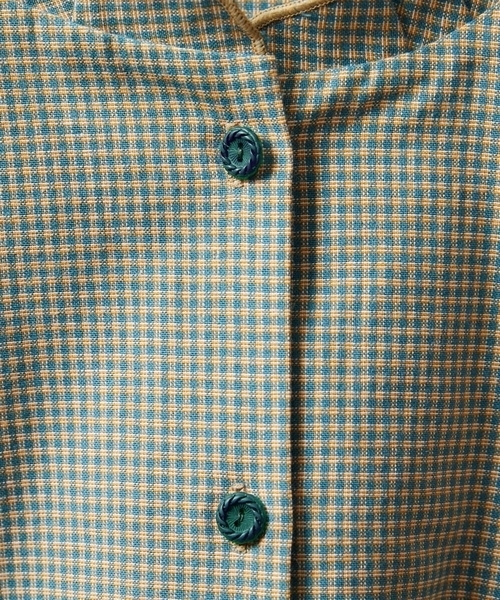 Jocomomola(ホコモモラ)の「Flor pequena チェックフラワー刺繍ワンピース(ワンピース・レディース・グリーン/ライトピンク・40)」の18枚目の写真
