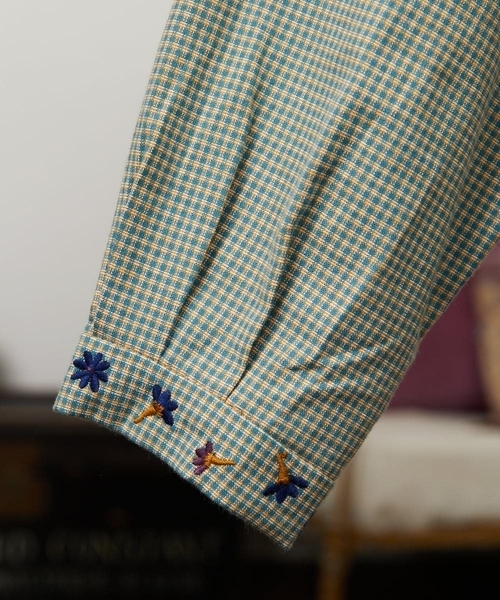Jocomomola(ホコモモラ)の「Flor pequena チェックフラワー刺繍ワンピース(ワンピース・レディース・グリーン/ライトピンク・40)」の21枚目の写真