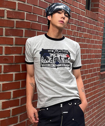 THEVINYLHOUSE（ザバイニルハウス）の「カウボーイ ピクトグラム リンガーTシャツ グレー（Tシャツ/カットソー）」