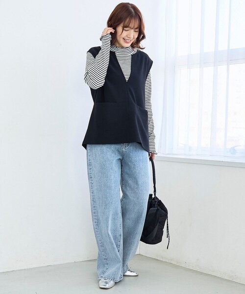 coen（コーエン）の「カットジョーゼット キーネックベスト（ベスト・レディース・ブラック/ライトグレー・L/M）」の19枚目の写真