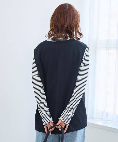 coen（コーエン）の「カットジョーゼット キーネックベスト（ベスト・レディース・ブラック/ライトグレー・L/M）」の7枚目の写真