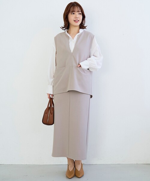 coen（コーエン）の「カットジョーゼット キーネックベスト（ベスト・レディース・ブラック/ライトグレー・L/M）」の8枚目の写真