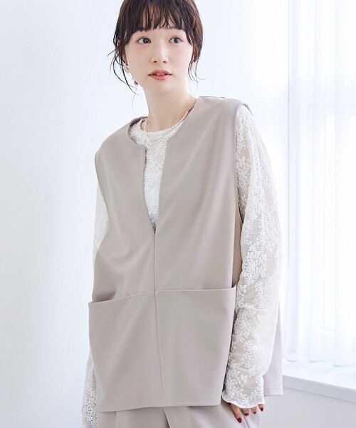 coen（コーエン）の「カットジョーゼット キーネックベスト（ベスト・レディース・ブラック/ライトグレー・L/M）」の16枚目の写真