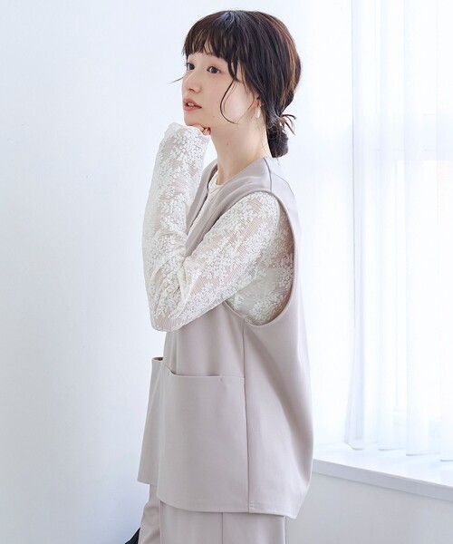 coen（コーエン）の「カットジョーゼット キーネックベスト（ベスト・レディース・ブラック/ライトグレー・L/M）」の17枚目の写真