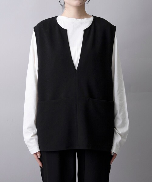 coen（コーエン）の「カットジョーゼット キーネックベスト（ベスト・レディース・ブラック/ライトグレー・L/M）」の7枚目の写真