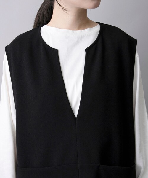 coen（コーエン）の「カットジョーゼット キーネックベスト（ベスト・レディース・ブラック/ライトグレー・L/M）」の10枚目の写真