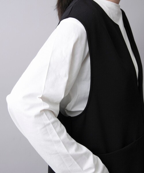 coen（コーエン）の「カットジョーゼット キーネックベスト（ベスト・レディース・ブラック/ライトグレー・L/M）」の11枚目の写真