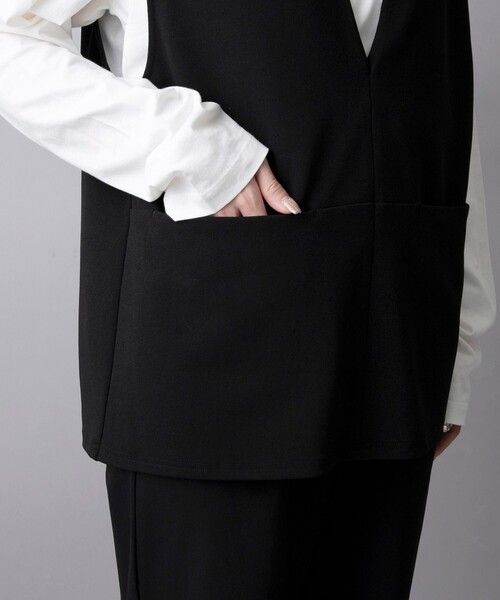 coen（コーエン）の「カットジョーゼット キーネックベスト（ベスト・レディース・ブラック/ライトグレー・L/M）」の12枚目の写真