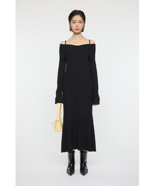 MOUSSY（マウジー）の「BIG COLLAR ニットドレス（ワンピース・レディース・ブラック/ブラウン/ネイビー・1/2）」の4枚目の写真