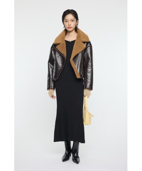MOUSSY（マウジー）の「BIG COLLAR ニットドレス（ワンピース・レディース・ブラック/ブラウン/ネイビー・1/2）」の7枚目の写真