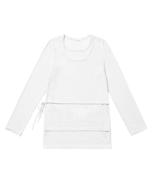 HYEYEONG KIM(ヘヨン キム)の「ダブルレイヤードサイドスリットトップ-ホワイト(Tシャツ/カットソー・レディース・その他・SMALL/MEDIUM/LARGE)」の1枚目の写真