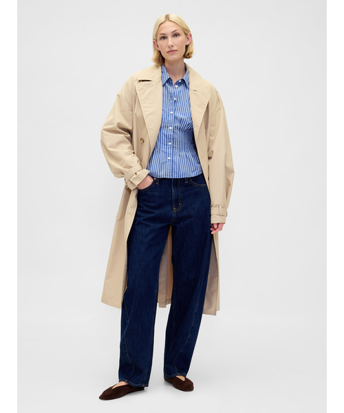 GAP（ギャップ）の「オーガニックコットン ポプリン フィットシャツ（シャツ/ブラウス・レディース・ホワイト/ホワイト×ネイビー・L/XS/S/M/XXS）」の4枚目の写真