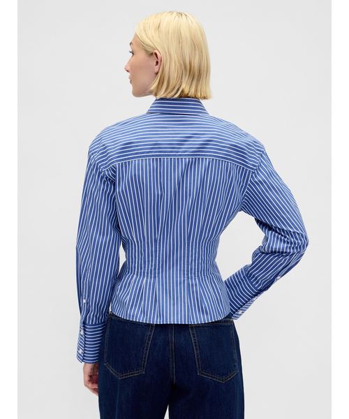 GAP（ギャップ）の「オーガニックコットン ポプリン フィットシャツ（シャツ/ブラウス・レディース・ホワイト/ホワイト×ネイビー・L/XS/S/M/XXS）」の6枚目の写真