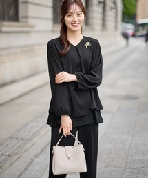 alotta（アロッタ）の「《抗菌防臭/ストレッチ/吸水速乾/UV対策》【２点セット】洗えるシフォンレイヤードセットアップ（スーツセット）」