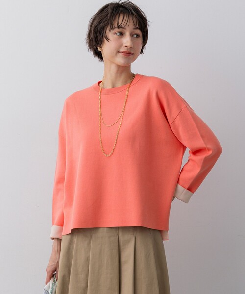 23区(ニジュウサンク)の「バイカラーダブルフェイス ニット(ニット/セーター・レディース・ピンク系/ベージュ系/スモーキーグリーン系/ネイビー系・38)」の4枚目の写真