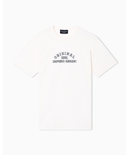 EMPORIO ARMANI(エンポリオアルマーニ)の「【エンポリオ アルマーニ】Icon Tシャツ スーピマジャージー ロゴ刺繍(Tシャツ/カットソー・レディース・オフホワイト/ネイビー・LARGE/MEDIUM/SMALL)」の2枚目の写真