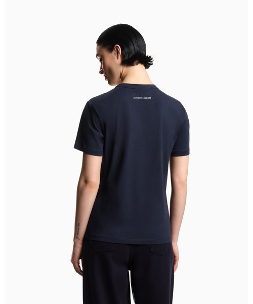 EMPORIO ARMANI(エンポリオアルマーニ)の「【エンポリオ アルマーニ】Icon Tシャツ スーピマジャージー ロゴ刺繍(Tシャツ/カットソー・レディース・オフホワイト/ネイビー・LARGE/MEDIUM/SMALL)」の5枚目の写真
