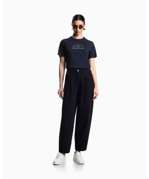 EMPORIO ARMANI(エンポリオアルマーニ)の「【エンポリオ アルマーニ】Icon Tシャツ スーピマジャージー ロゴ刺繍(Tシャツ/カットソー・レディース・オフホワイト/ネイビー・LARGE/MEDIUM/SMALL)」の6枚目の写真