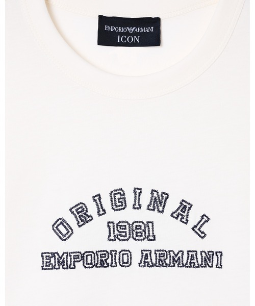 EMPORIO ARMANI(エンポリオアルマーニ)の「【エンポリオ アルマーニ】Icon Tシャツ スーピマジャージー ロゴ刺繍(Tシャツ/カットソー・レディース・オフホワイト/ネイビー・LARGE/MEDIUM/SMALL)」の8枚目の写真