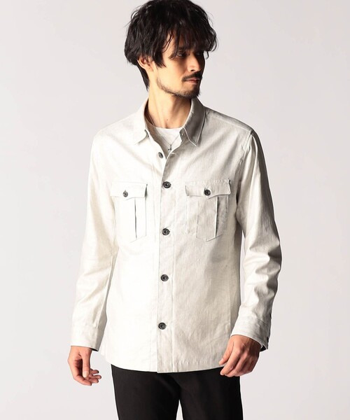 NICOLE CLUB FOR MEN(ニコルクラブフォーメン)の「ツイルストレッチCPOシャツブルゾン(その他アウター・メンズ・ライトグレー/ブラック/グレー/サックスブルー・MEDIUM/LARGE/X-LARGE)」の2枚目の写真