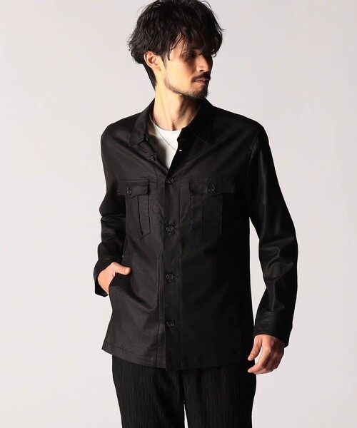 NICOLE CLUB FOR MEN(ニコルクラブフォーメン)の「ツイルストレッチCPOシャツブルゾン(その他アウター・メンズ・ライトグレー/ブラック/グレー/サックスブルー・MEDIUM/LARGE/X-LARGE)」の1枚目の写真
