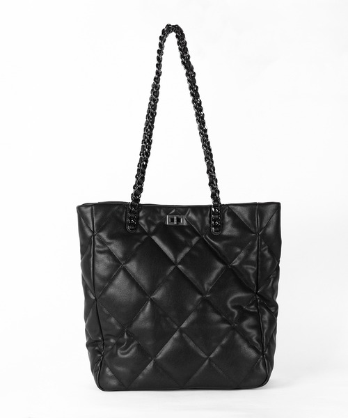 me+em select(ミームセレクト)の「【 A4収納可 】キルティングスクエアチェーンバッグ/ quilted Square Chain Bag(ショルダーバッグ・レディース・アイボリー/ブラック・FREE)」の2枚目の写真