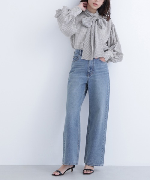 NATURAL BEAUTY BASIC（ナチュラルビューティーベーシック）の「◇ワイドストレートデニムパンツ（デニムパンツ・レディース・オフホワイト/ブルー/ピンク/ブルー系その他2・X-SMALL/SMALL/MEDIUM）」の3枚目の写真