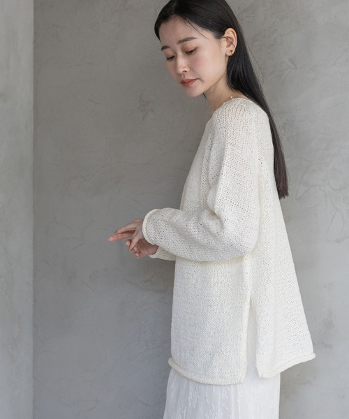 A part by(アパートバイ)の「テープヤーンニットプルオーバー(ニット/セーター・レディース・ピンク系その他/ライトイエロー/オフホワイト/ライトグレー・FREE)」の10枚目の写真