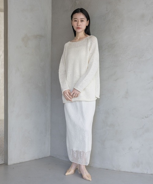 A part by(アパートバイ)の「テープヤーンニットプルオーバー(ニット/セーター・レディース・ピンク系その他/ライトイエロー/オフホワイト/ライトグレー・FREE)」の5枚目の写真