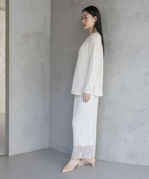 A part by(アパートバイ)の「テープヤーンニットプルオーバー(ニット/セーター・レディース・ピンク系その他/ライトイエロー/オフホワイト/ライトグレー・FREE)」の7枚目の写真