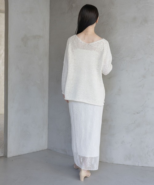 A part by(アパートバイ)の「テープヤーンニットプルオーバー(ニット/セーター・レディース・ピンク系その他/ライトイエロー/オフホワイト/ライトグレー・FREE)」の8枚目の写真