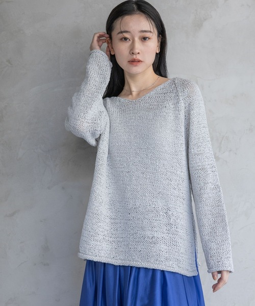 A part by(アパートバイ)の「テープヤーンニットプルオーバー(ニット/セーター・レディース・ピンク系その他/ライトイエロー/オフホワイト/ライトグレー・FREE)」の16枚目の写真