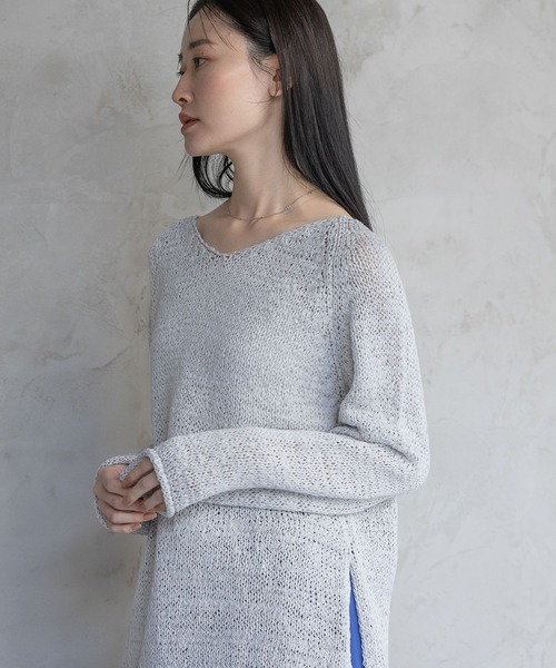 A part by(アパートバイ)の「テープヤーンニットプルオーバー(ニット/セーター・レディース・ピンク系その他/ライトイエロー/オフホワイト/ライトグレー・FREE)」の17枚目の写真