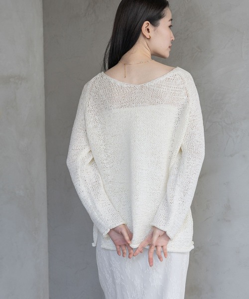 A part by(アパートバイ)の「テープヤーンニットプルオーバー(ニット/セーター・レディース・ピンク系その他/ライトイエロー/オフホワイト/ライトグレー・FREE)」の12枚目の写真