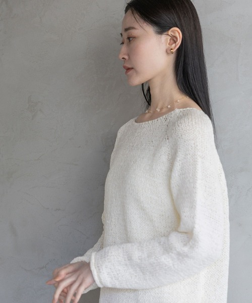 A part by(アパートバイ)の「テープヤーンニットプルオーバー(ニット/セーター・レディース・ピンク系その他/ライトイエロー/オフホワイト/ライトグレー・FREE)」の11枚目の写真