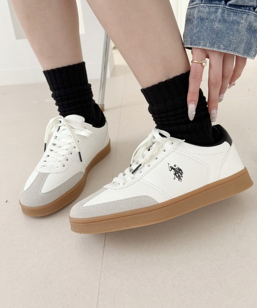 U.S. POLO ASSN.（ユーエスポロアッスン）の「【U.S. POLO ASSN.】カジュアル ローカット レザーライク スニーカー（スニーカー・レディース・ホワイト×ブラック/ベージュ系その他/ネイビー×ホワイト・22.5/23/23.5/24/24.5）」の8枚目の写真