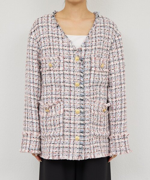 GALLARDAGALANTE(ガリャルダガランテ)の「ツイードジャケット(ベスト・レディース・オフホワイト/ブラック・FREE)」の16枚目の写真