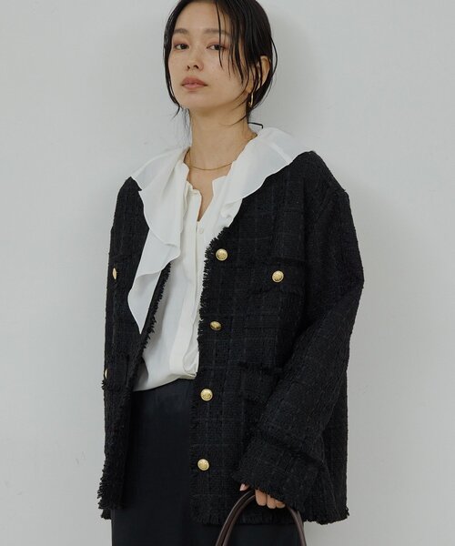 GALLARDAGALANTE(ガリャルダガランテ)の「ツイードジャケット(ベスト・レディース・オフホワイト/ブラック・FREE)」の13枚目の写真