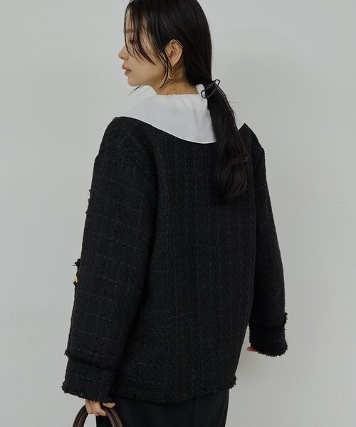 GALLARDAGALANTE(ガリャルダガランテ)の「ツイードジャケット(ベスト・レディース・オフホワイト/ブラック・FREE)」の3枚目の写真