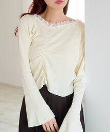 Kastane（カスタネ）の「【4色展開】レースシャーリングニット（ニット/セーター）」