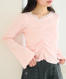 Kastane（カスタネ）の「【4色展開】レースシャーリングニット（ニット/セーター）」