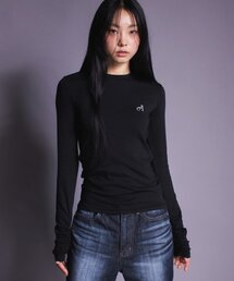 A FEW COMMENTS（アフューコメンツ）の「袖シャーリングロングスリーブトップ ブラック（Tシャツ/カットソー）」