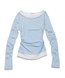 LIKE THE MOST（ライクザモースト）の「シャーリングポイントオフレイヤードTシャツ_ソラ（Tシャツ/カットソー）」