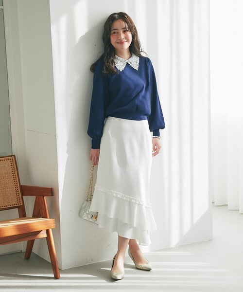 セール】【今すぐお届け！・美シルエット】アシメラッフルジャージ