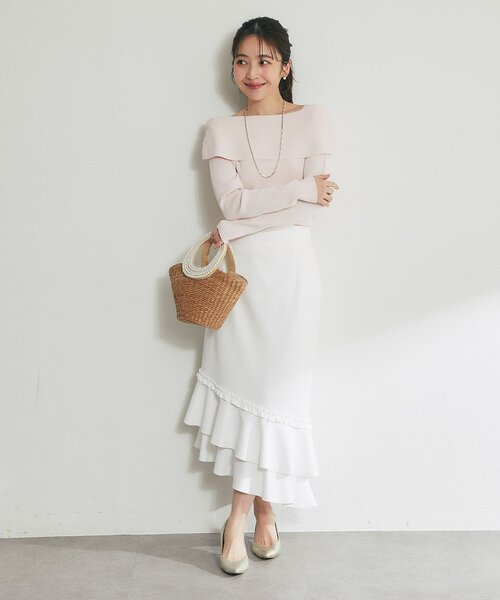 La boutique BonBon(ラブティックボンボン)の「【今すぐお届け!・美シルエット】アシメラッフルジャージマーメイドスカート(スカート・レディース・ネイビー/ピンク/ホワイト・36/38)」の22枚目の写真