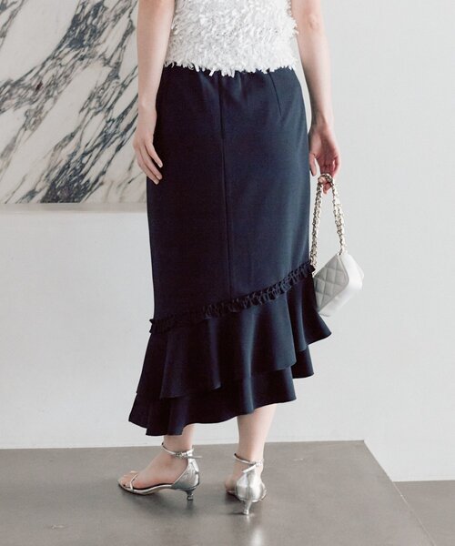 セール】【今すぐお届け！・美シルエット】アシメラッフルジャージ