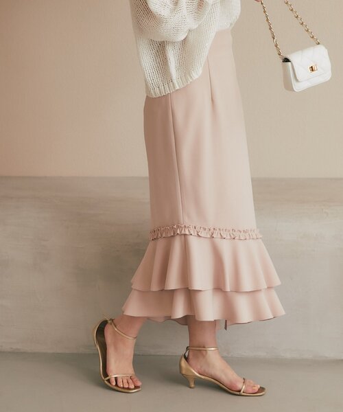 La boutique BonBon(ラブティックボンボン)の「【今すぐお届け!・美シルエット】アシメラッフルジャージマーメイドスカート(スカート・レディース・ネイビー/ピンク/ホワイト・36/38)」の8枚目の写真