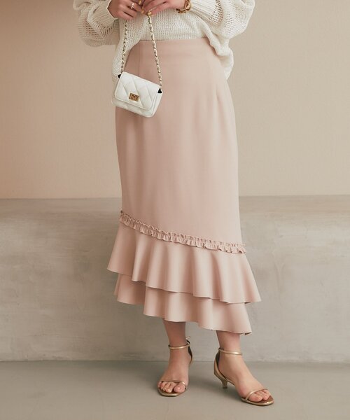 La boutique BonBon(ラブティックボンボン)の「【今すぐお届け!・美シルエット】アシメラッフルジャージマーメイドスカート(スカート・レディース・ネイビー/ピンク/ホワイト・36/38)」の10枚目の写真